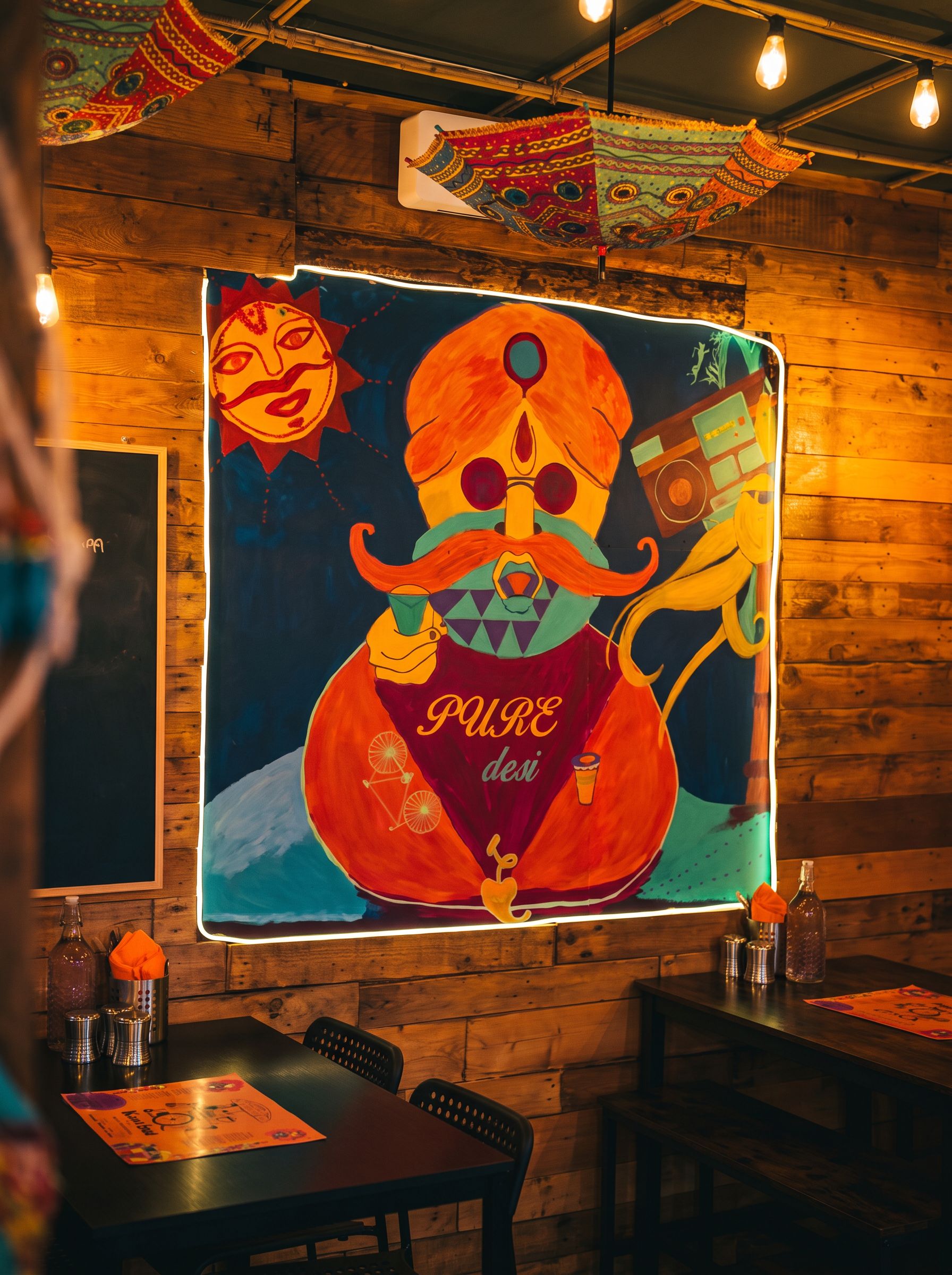 Colourful wall art inside Kanteen