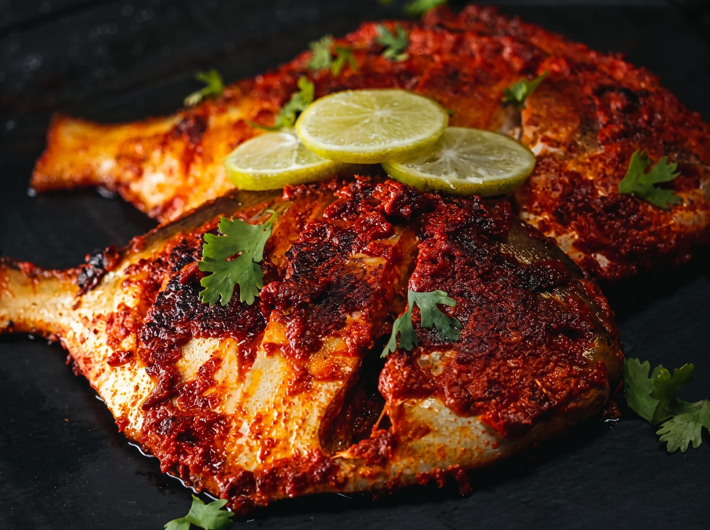 Masala-fried pomfret with lime